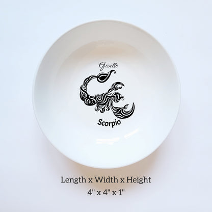 Personalized Zodiac Sign Ceramic Jewelry Dish - Custom Zodiac Lover Gift