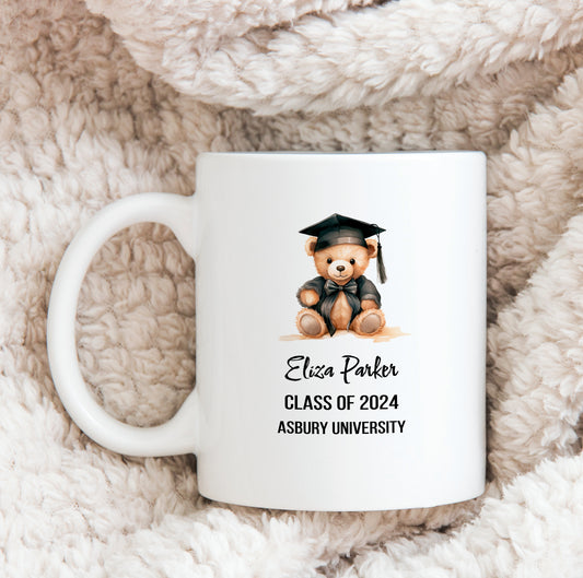 Personalized Graduation Bear Ceramic Mug - Custom Graduation Gift