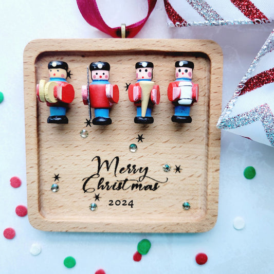 Personalized Wood Ornament - 4 Nutcrackers Musical Band Miniature - Laser Engraved