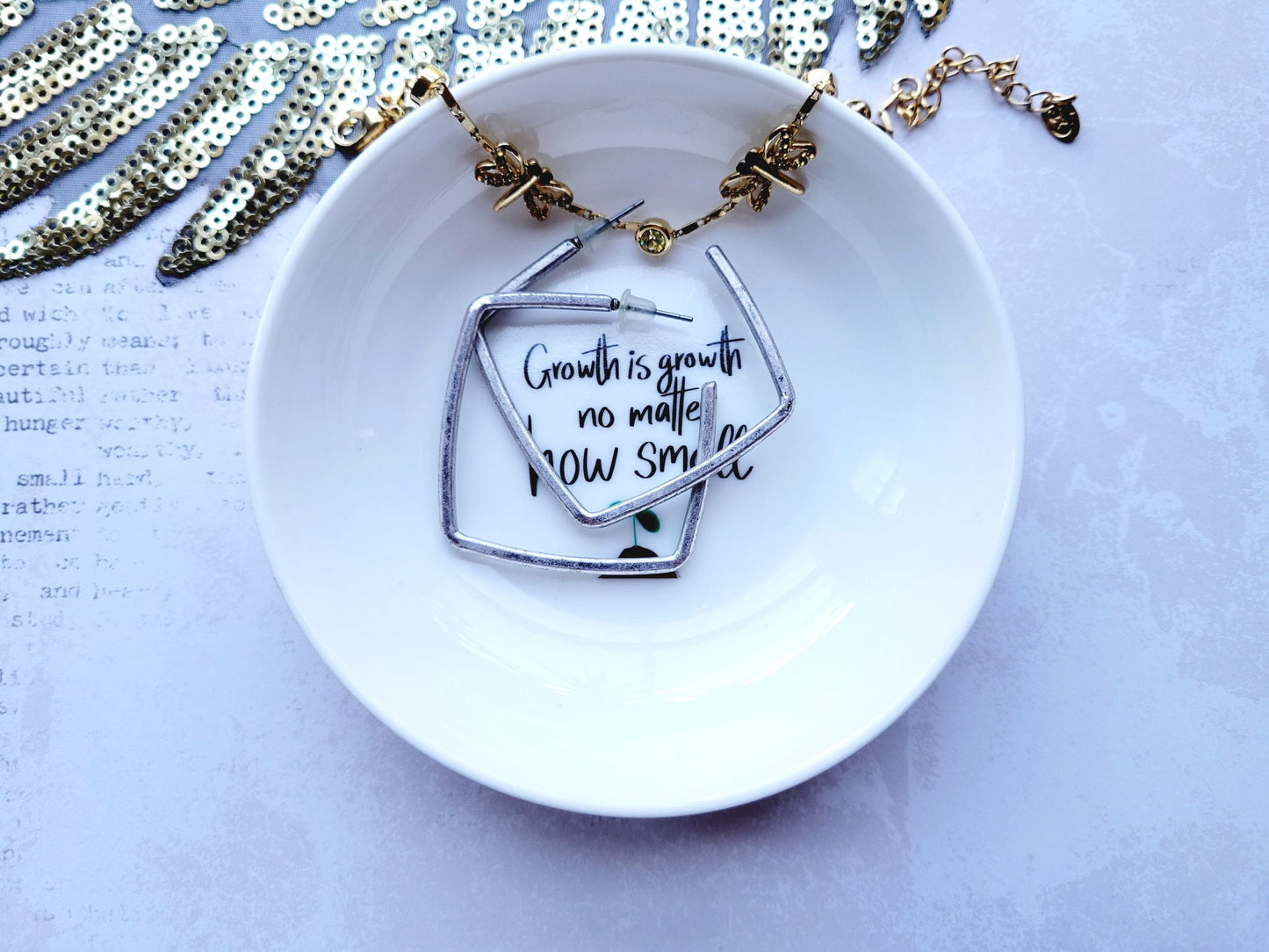 Growth is Growth No Matter How Small Ceramic Jewelry Holder - Motivational and Inspirational Gift