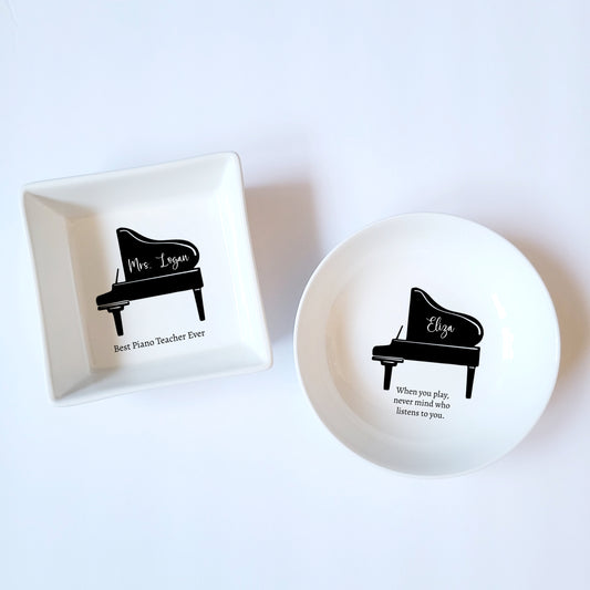 Personalized Grand Piano Ceramic Jewelry Storage - Custom Piano Teacher Appreciation Gift - Unique Pianist Showcase Gift