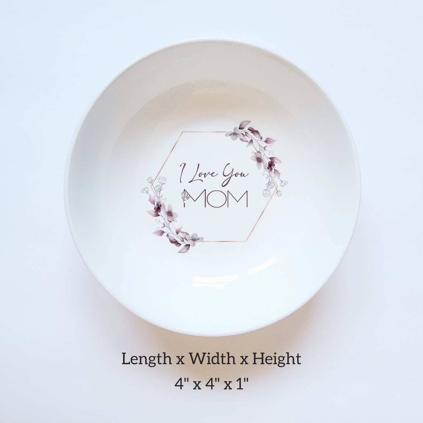 I Love You Mom Ceramic Jewelry Holder - Mother's Day Right Dish Gift