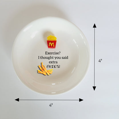 French Fries Lover Ceramic Jewelry holder - Personalized Fast Food Miniature Ring Dish - Foodie Funny Quote