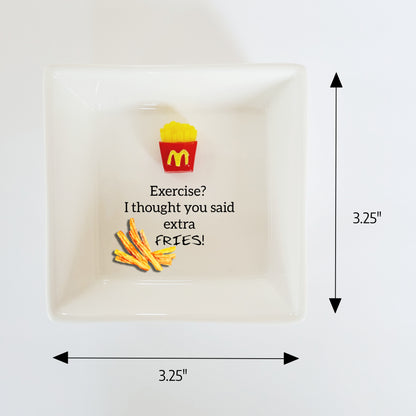 French Fries Lover Ceramic Jewelry holder - Personalized Fast Food Miniature Ring Dish - Foodie Funny Quote