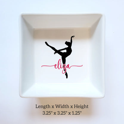 Dancer Name Jewelry Ring Dish - Personalized Ceramic Jewelry Holder - Ballerina Contemporary Modern Jazz - Dance Teacher Appreciation Gift