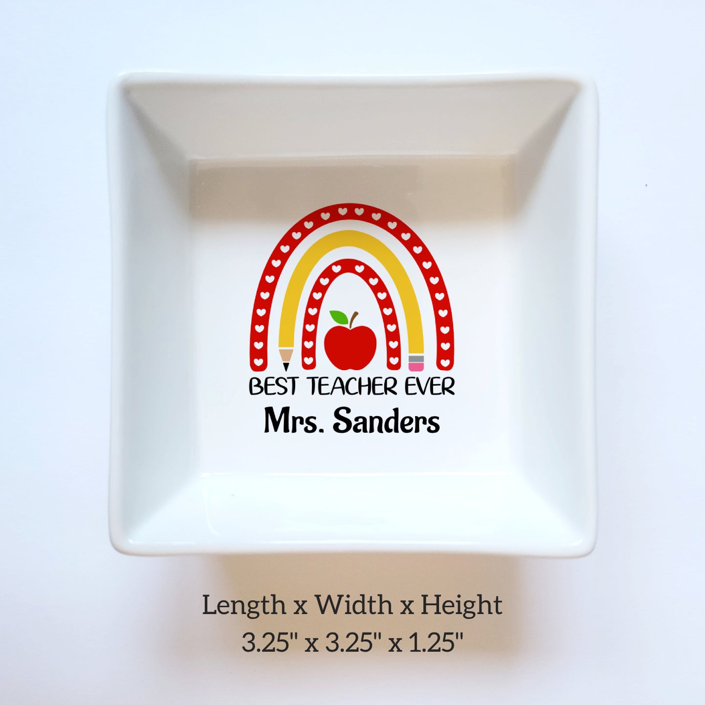 Personalized Best Teacher Ever Gift Box - Custom Teacher Appreciation Gift Box - Ring Dish & Keychain