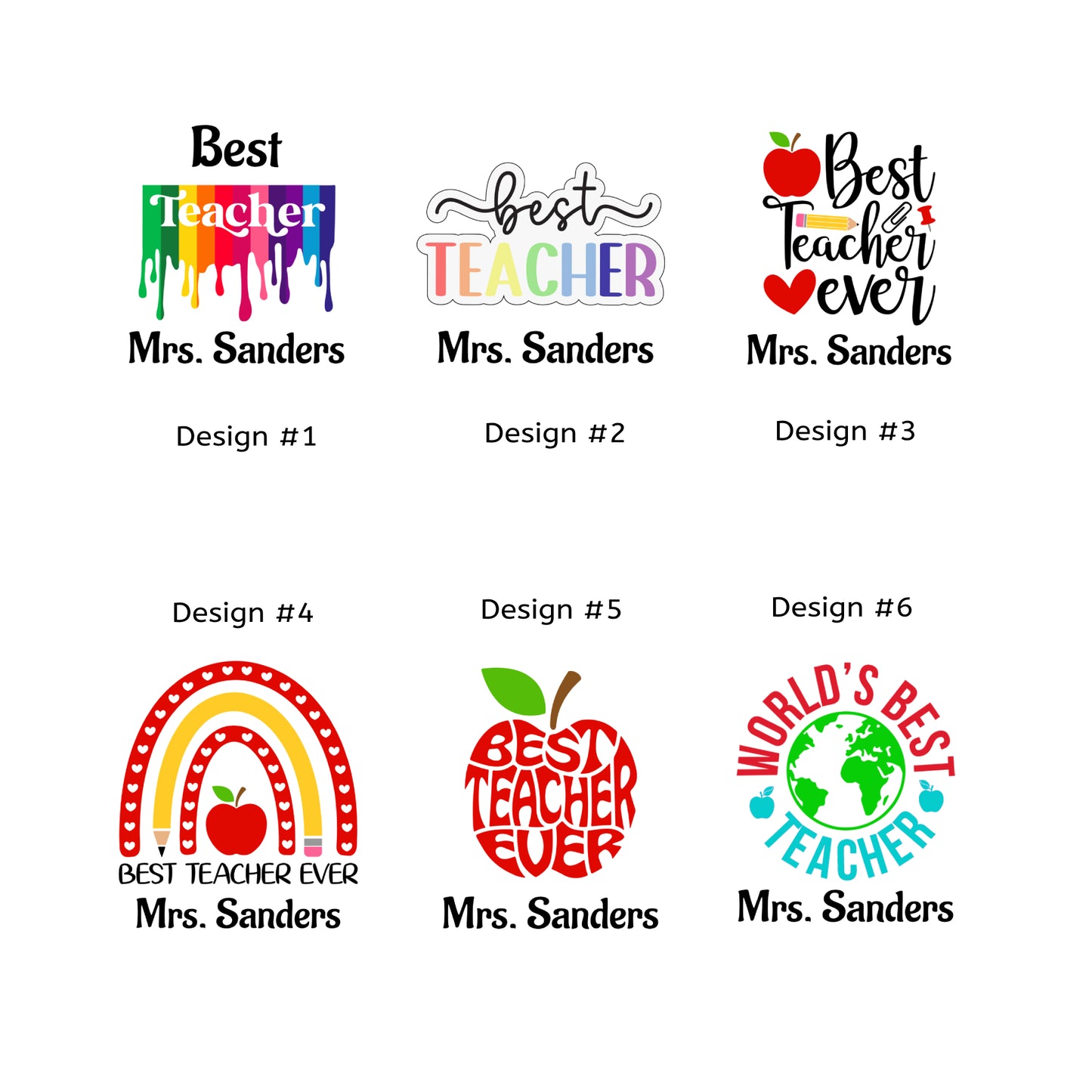 Personalized Best Teacher Ever Ceramic Jewelry Dish - Paper Clips Push Pins Holder - 6 Designs Available