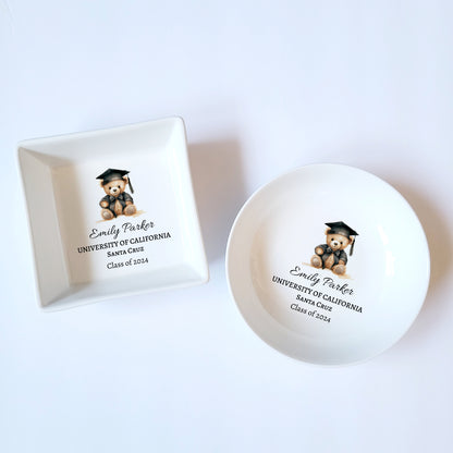 Personalized Graduation Bear Jewelry Dish