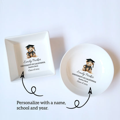 Personalized Graduation Bear Jewelry Dish