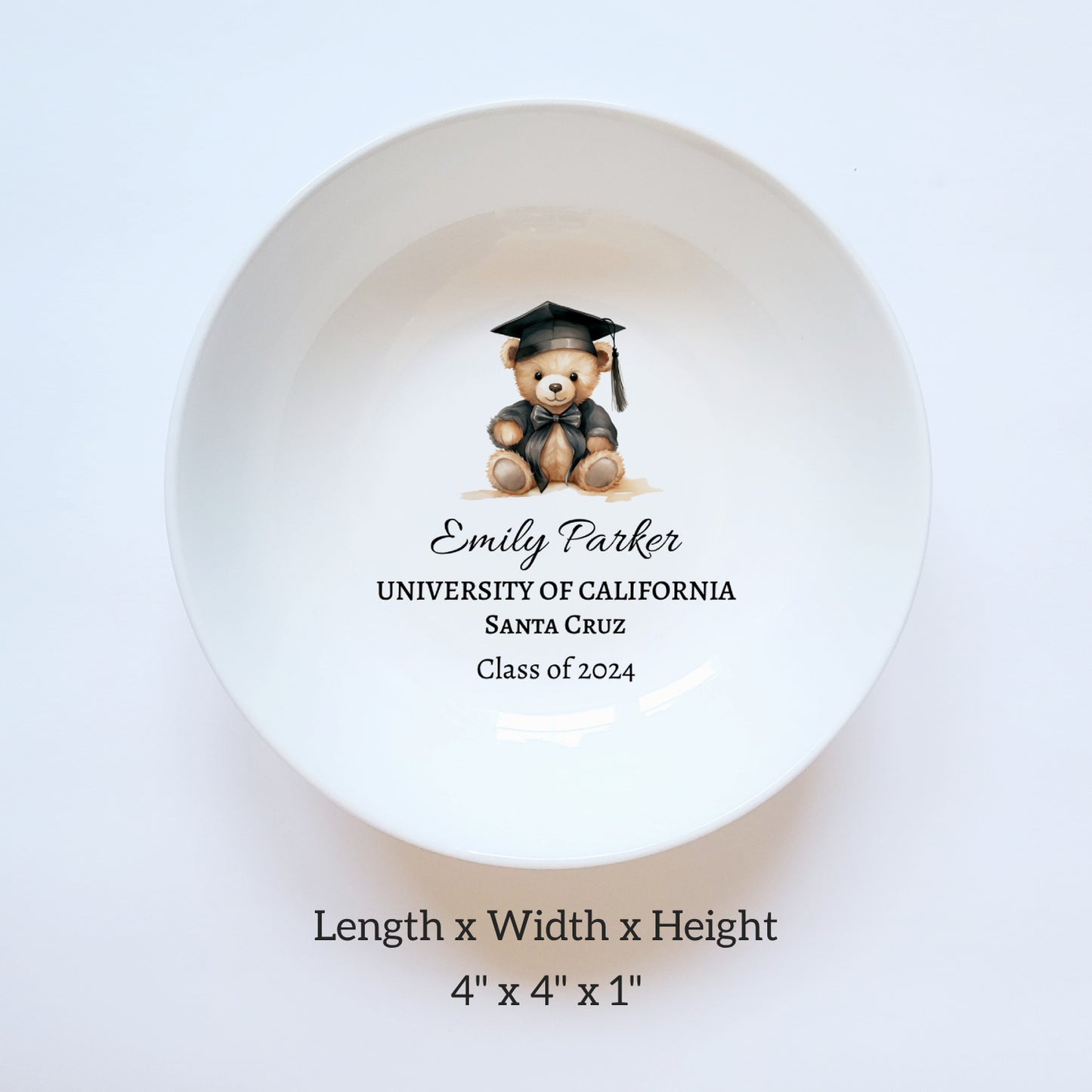 Personalized Graduation Bear Jewelry Dish