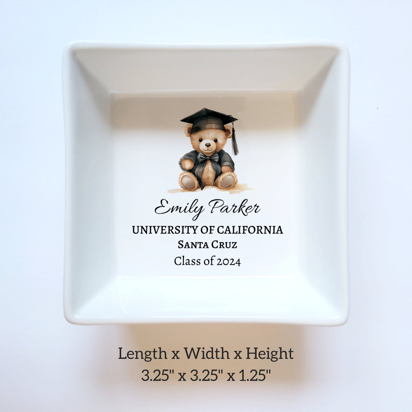 Personalized Graduation Bear Jewelry Dish