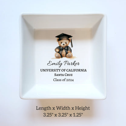 Personalized Graduation Bear Jewelry Dish