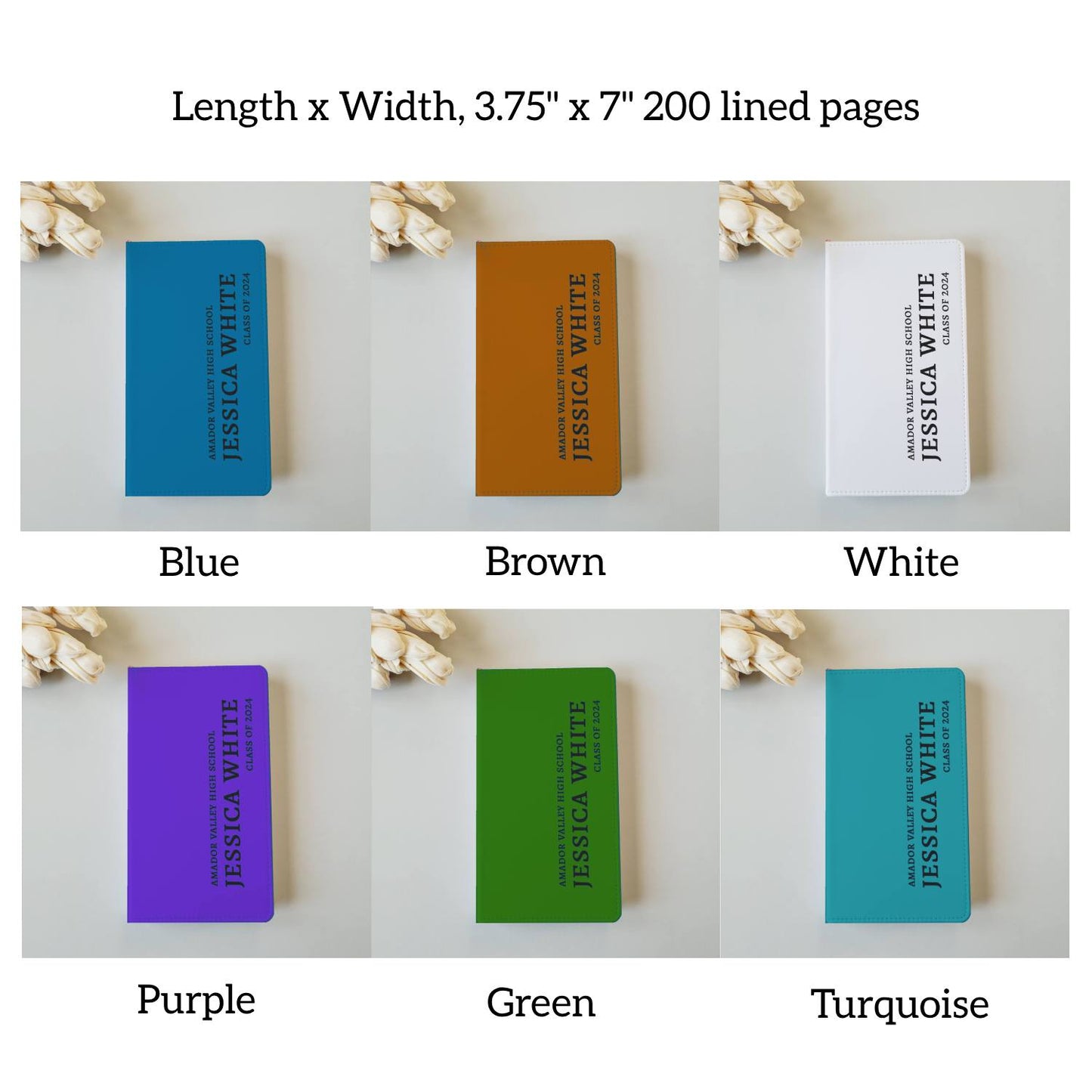 Personalized Graduation Journal - 6 Color Options