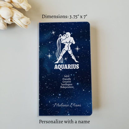 Personalized Aquarius Journal - Custom Zodiac Journal - 3.75" x 7"