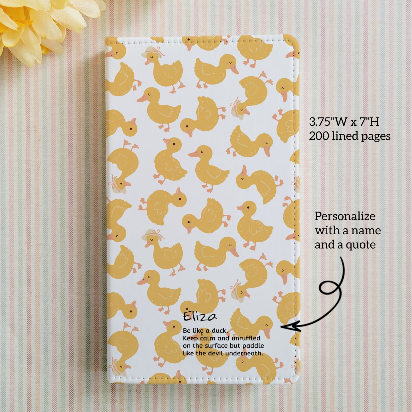 Personalized Be Like a Duck Journal - Custom Journal with Ducks on Cover - Duck Lovers Gift - Funny Duck Quote