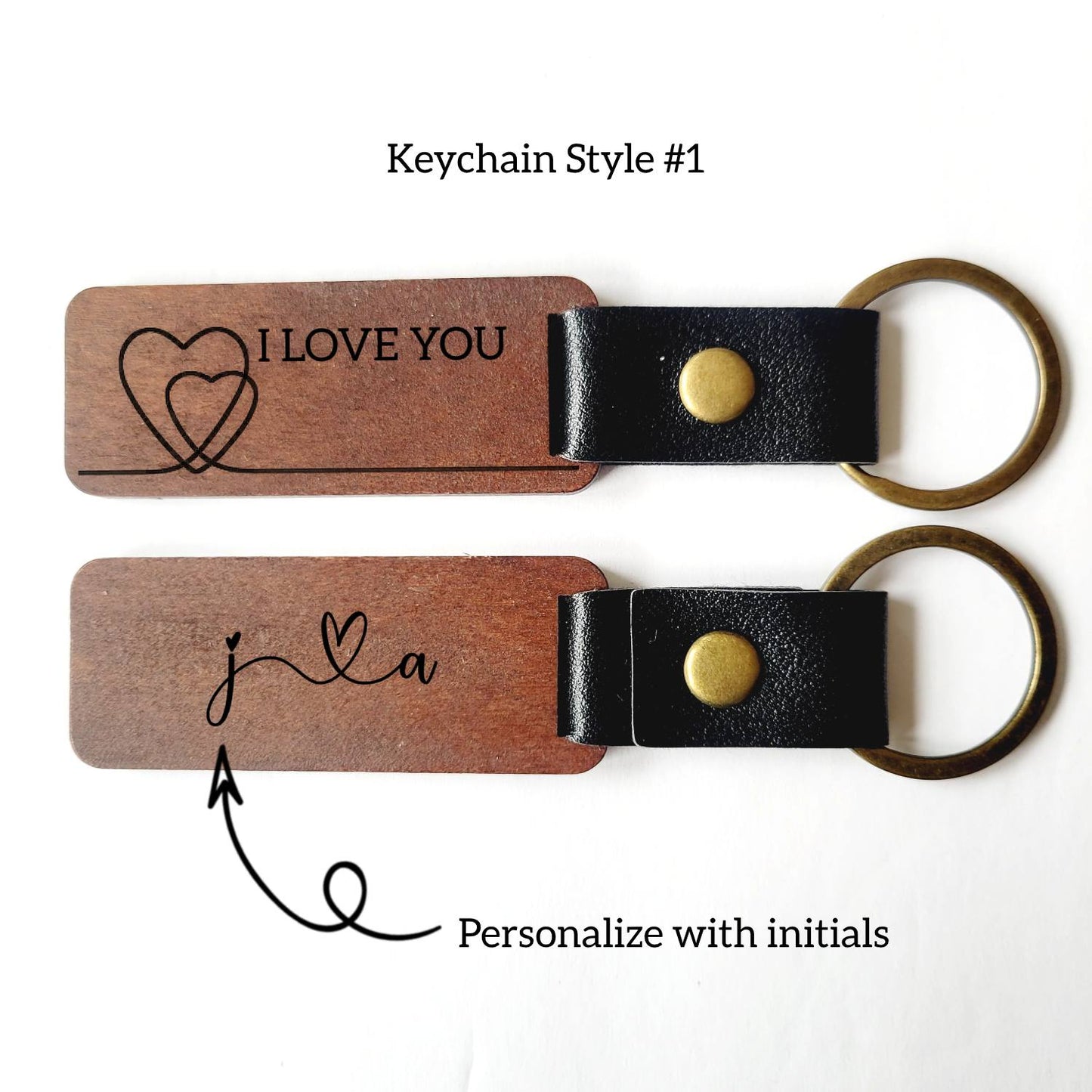 Personalized 2 Hearts I LOVE YOU Keychain