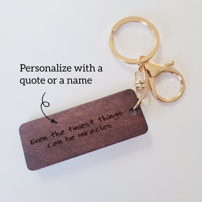 Personalized Laser Engraved Ladybug on Grass Wooden Keychain - Good Luck Charm - Custom Motivational and Inspirational Gift