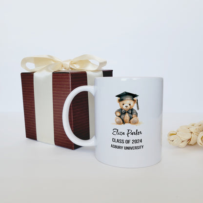 Personalized Graduation Bear Ceramic Mug - Custom Graduation Gift