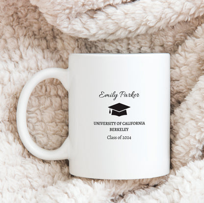 Personalized Graduation Ceramic Coffee Cup and Bear Plush Keychain Gift Box - Custom Graduation Gift