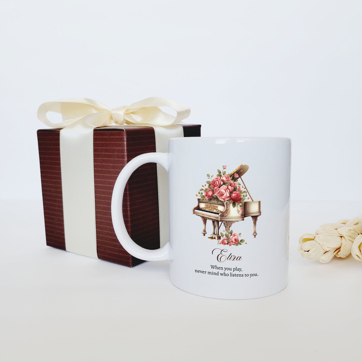 Personalized Watercolor Piano Ceramic Coffee Mug - Custom Piano Teacher Appreciation - Pianist Showcase and Competition Gift