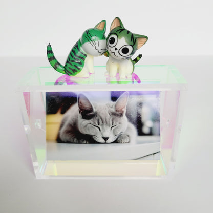 Personalized Cat Miniature Acrylic Rotating 3"x2" Photo Frame - Custom Double Sided Kitty Frame - Cat Lover Just for Fun Gift