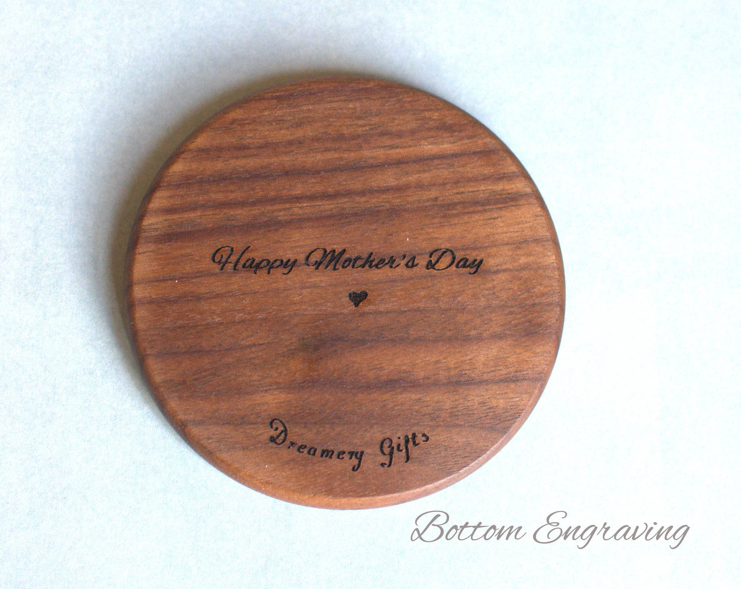 Personalized Mother's Day Laser Engraved Clay Flower Jewelry Holder - Custom Mother's Day Gift - Elegant & Simple Wooden Ring Dish