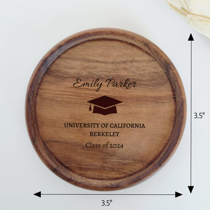 Personalized Laser Engraved Graduation Wooden Jewelry Holder - Custom Graduation Sentimental Gift