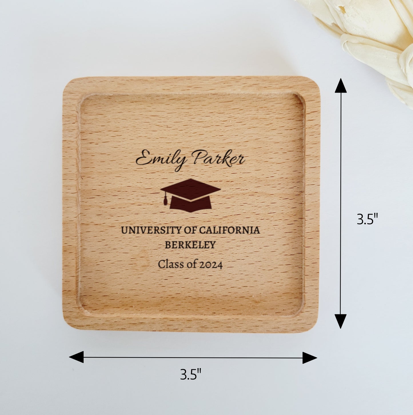 Personalized Laser Engraved Graduation Wooden Jewelry Holder - Custom Graduation Sentimental Gift