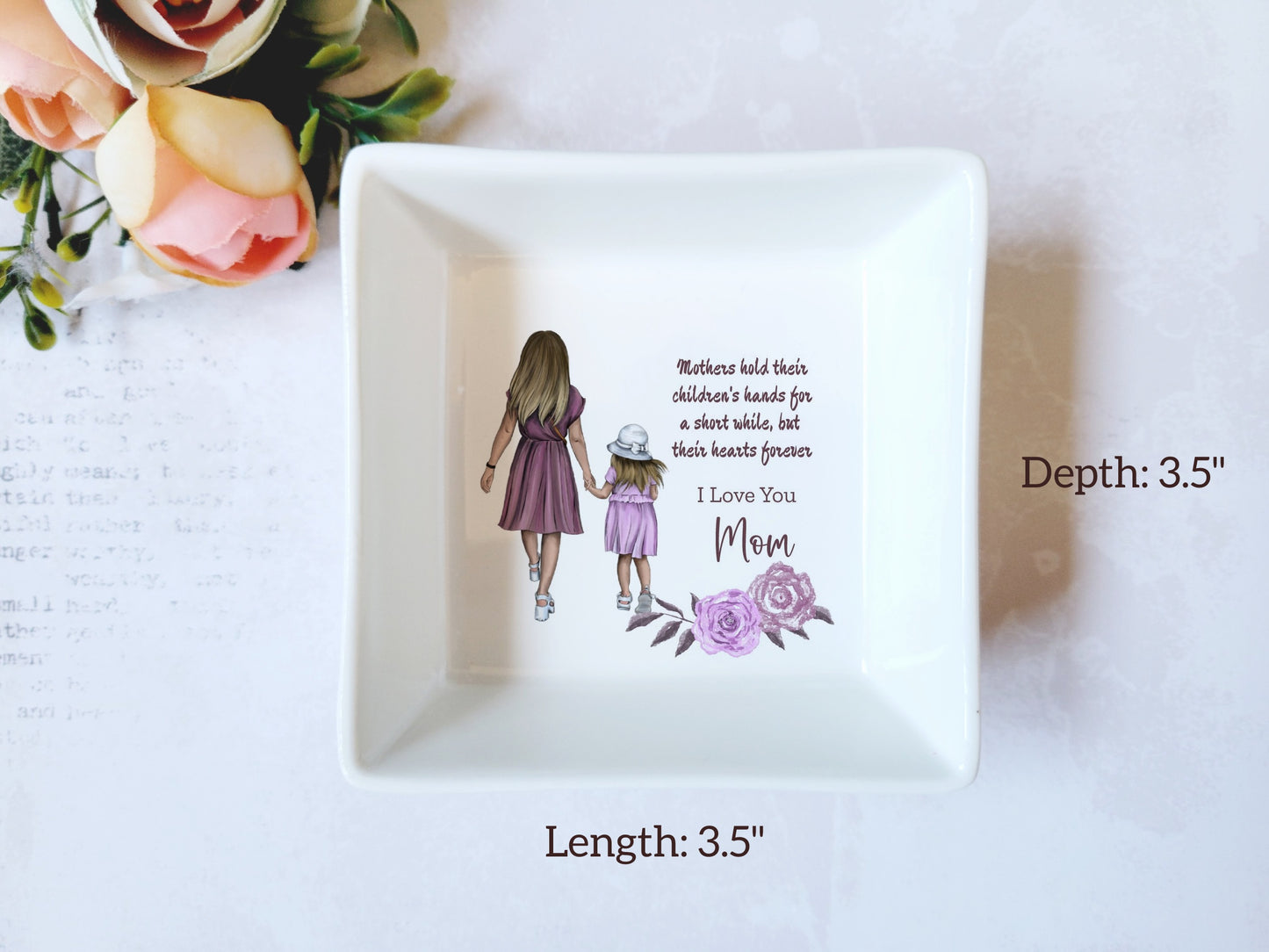 Mother Holds Daughter's Hand Ceramic Jewelry Dish