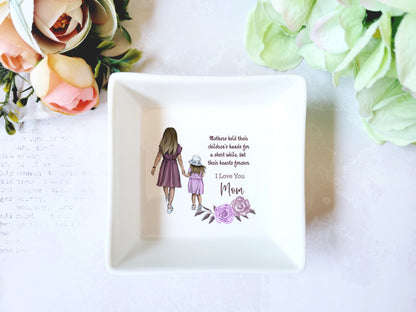 Mother Holds Daughter's Hand Ceramic Jewelry Dish